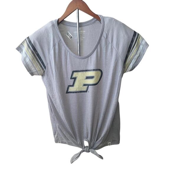 Colosseum Purdue Boilermakers Women's XL Gray T-Shirt with Knot Detail - Picture 1 of 5